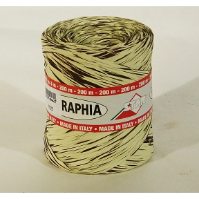 Raphia synthétique bicolore creme - chocolat 15 mm x 200 m