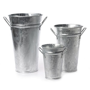 Vase en zinc avec poignees ø 19.5 cm, ht 30 cm  