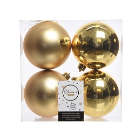 Boules noel plastique or assorties ø 100 mm (x4)