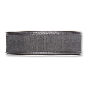 Ruban taffetas uni gris fonce 25 mm x 25 m