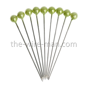 Epingle perle vert pomme ht 4cm , ø 4mm (x 150) 