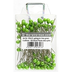 Epingle perle vert pomme ht 6.5cm , ø 6mm (x 100) 
