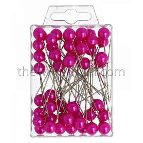 Epingle perle fuchsia ht 6cm , ø 10mm (x 50) 