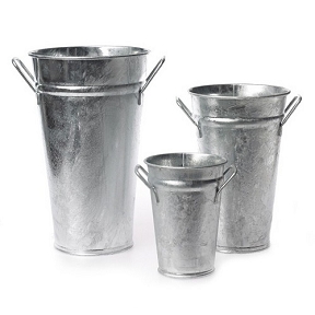 Vase en zinc avec poignees ø 14 cm, ht 20 cm  