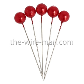 Epingle perle rouge ht 6cm , ø 10mm (x 50) 