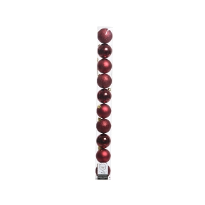 Boules noel plastique bordeaux assorties ø 60 mm (x 10) 