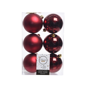 Boules noel plastique bordeaux assorties ø 80 mm (x 6 )