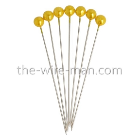 Epingle perle jaune ht 6.5cm , ø 6mm (x 100) 