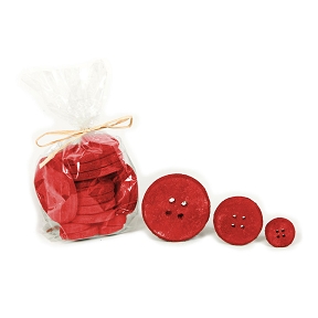 Boutons bois rouge Ø 3,5,7 cm (x30)