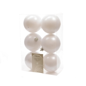 Boules noel plastique blanc mat ø80 mm (x 6)