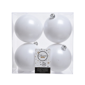 Boules noel plastique blanc mat ø100 mm x 4