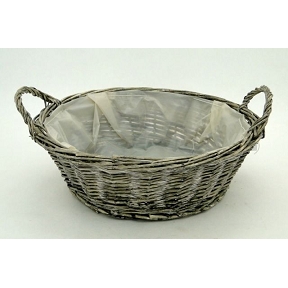 Panier osier gris Ø 35 ht 13 cm