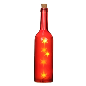 Bouteille rouge lumineuse led blanc chaud ø7.5 ht 30cm