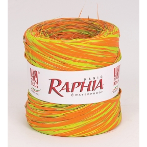 Raphia synthétique bicolore orange-vert 15mm x 200 m