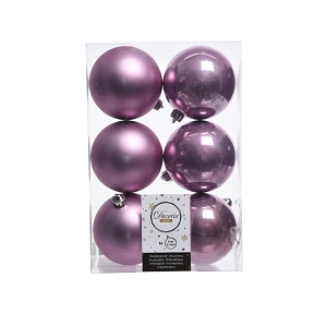 Boules noël plastique lilas assorties ø80 mm x 6