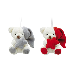 Peluche ours bonnet et étoile gris 8cm