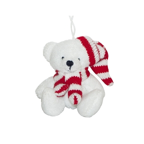 peluche ours blanc bonnet et echarpe rouge 8cm