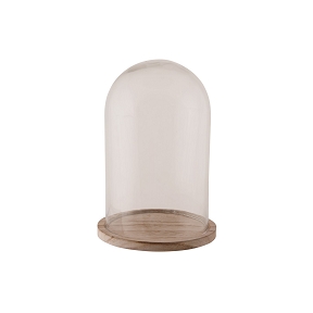 Cloche verre sur socle naturel ø 17 ht 25cm