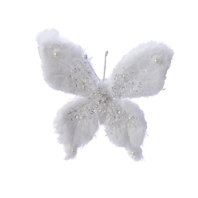 Papillon pailleté blanc sur pince