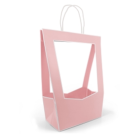 Sac médaillon rose 23 x 14 ht 38cm (x5)