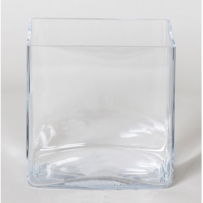 Vase verre cube 18 x 18 cm ht 18 cm