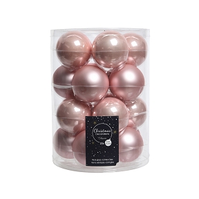 Boules noël verre rose poudre assorties ø60 mm x 20