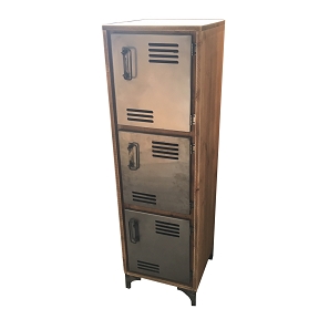 Armoire metal et bois 3 portes 40 x 40 ht 133cm