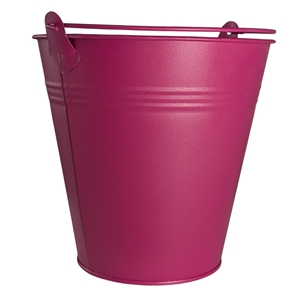 Seau métal framboise mat ø 17 cm, ht 14 cm