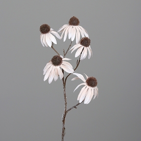 Branche Rudbeckia 5 Fleurs Glacees Creme 68 Cm