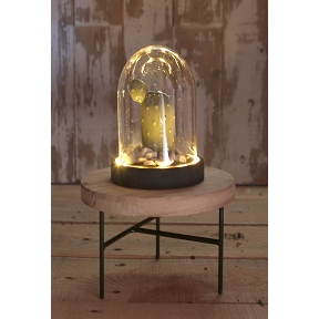 Cloche verre sur socle noir lumineux ø10 ht 15.5 cm