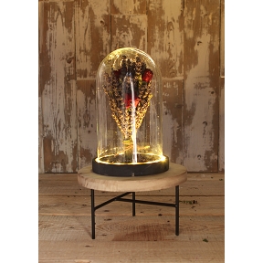 Cloche verre sur socle noir lumineux ø14 ht 21.5cm