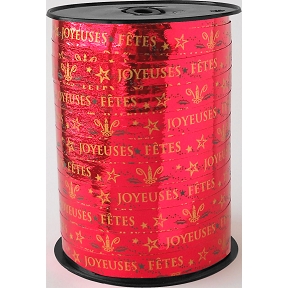 Bolduc joyeuses fêtes rouge 10 mm x 225 m