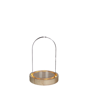 Cloche verre sur socle bois lumineux ø 8 ht 14 cm