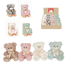 Peluche ours pastel cœur brodé 15 cm