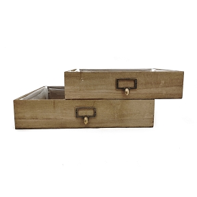 Tiroir bois vintage set de 2 (32 x 23, 38 x 27)