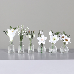 Fleurs noël blanches dans vase verre ht 24 cm