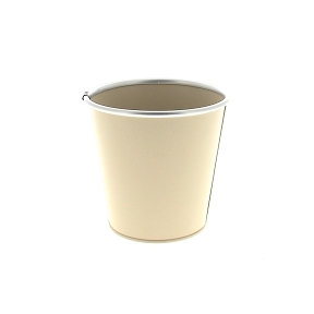 Cache-pot métal crème bord argent ø13 ht 12.5cm