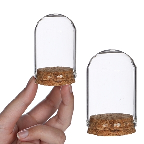 Mini cloche verre sur liège ø6 ht 8cm