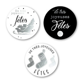 Etiquettes Jeso oro trio "De très joyeuses fêtes"