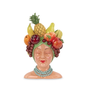 Cache-Pot Tete Femme Avec Fruits