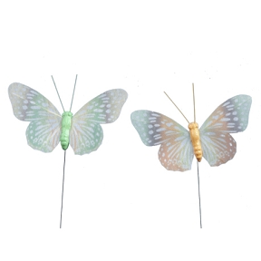 Papillons 9 Cm Vert-Orange Ass X 12