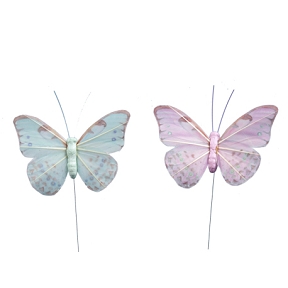 Papillons 8.5 Cm Lilas-Vert Ass X 12