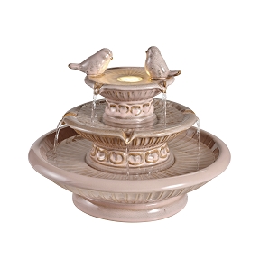 Fontaine Cascade 3 Niveaux Rose Ø40.5 Ht 33.5cm