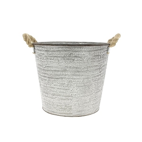 Cache-Pot Zinc Anses Corde Ø30 Ht 26cm