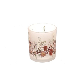 Photophore Verre Motif Fleurs Ø7 Ht 8cm