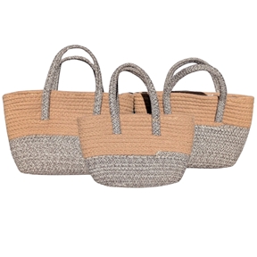 Panier naturel et taupe set de 3