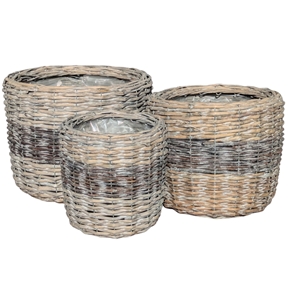 Panier cache-pot gris set de 3