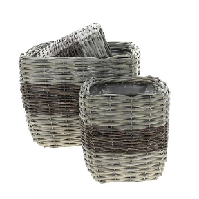 Panier cache-pot gris set de 3