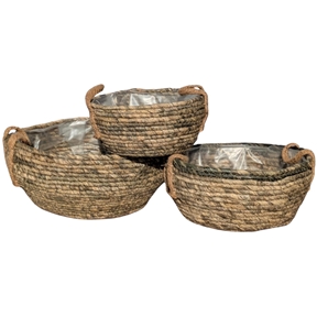 Panier rond brun set de 3