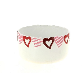 Coupe Ceramique Blanche Motif Coeur Ø18 Ht 9cm